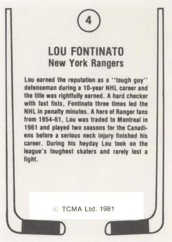 1981-82 TCMA #4 Lou Fontinato Back