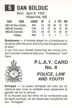 1984-85 Moncton Golden Flames (AHL) Police #8 Dan Bolduc Back