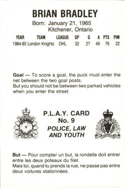 1985-86 Moncton Golden Flames (AHL) Police #9 Brian Bradley Back