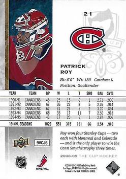 2008-09 Upper Deck The Cup #21 Patrick Roy Back