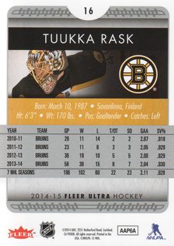 2014-15 Ultra #16 Tuukka Rask Back