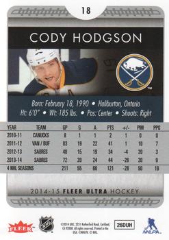 2014-15 Ultra #18 Cody Hodgson Back