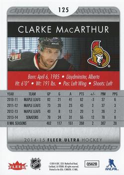 2014-15 Ultra #125 Clarke MacArthur Back