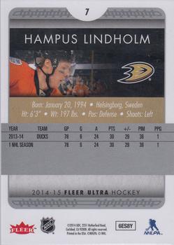 2014-15 Ultra #7b Hampus Lindholm Back