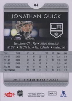 2014-15 Ultra #84b Jonathan Quick Back