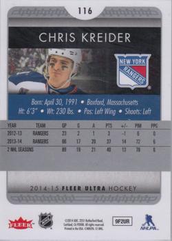 2014-15 Ultra #116b Chris Kreider Back