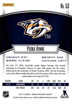 2013-14 Panini Rookie Anthology - Gold #53 Pekka Rinne Back