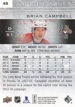 2014-15 Upper Deck Artifacts #48 Brian Campbell Back