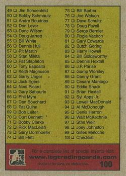 2009-10 In The Game 1972 The Year In Hockey #100 Checklist Back