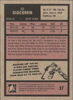 2009-10 In The Game 1972 The Year In Hockey #37 Ed Giacomin Back