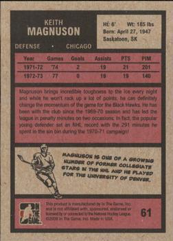 2009-10 In The Game 1972 The Year In Hockey #61 Keith Magnuson Back