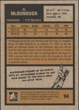 2009-10 In The Game 1972 The Year In Hockey #94 Al McDonough Back