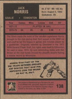 2009-10 In The Game 1972 The Year In Hockey #138 Jack Norris Back