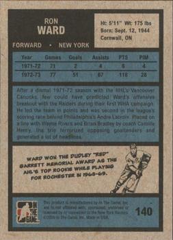 2009-10 In The Game 1972 The Year In Hockey #140 Ron Ward Back