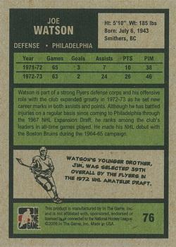 2009-10 In The Game 1972 The Year In Hockey #76 Joe Watson Back