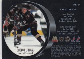 1998-99 Upper Deck Ice McDonald's #McD 27 Daniel Briere Back
