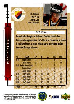 1999-00 Upper Deck Swedish Hockey League #51 Mikko Konttila Back