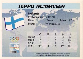 1994 Semic Jääkiekkokortit Keräilysarja (Finnish) #10 Teppo Numminen Back