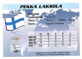 1994 Semic Jääkiekkokortit Keräilysarja (Finnish) #16 Pekka Laksola Back