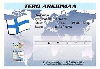 1994 Semic Jääkiekkokortit Keräilysarja (Finnish) #23 Tero Arkiomaa Back