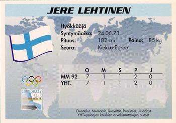 1994 Semic Jääkiekkokortit Keräilysarja (Finnish) #30 Jere Lehtinen Back