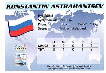 1994 Semic Jääkiekkokortit Keräilysarja (Finnish) #149 Konstantin Astrakhantsev Back