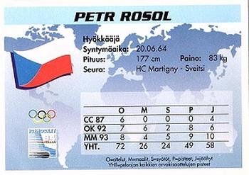 1994 Semic Jääkiekkokortit Keräilysarja (Finnish) #187 Petr Rosol Back