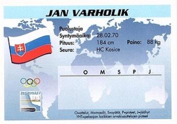 1994 Semic Jääkiekkokortit Keräilysarja (Finnish) #194 Jan Varholik Back