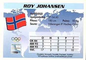 1994 Semic Jääkiekkokortit Keräilysarja (Finnish) #264 Roy Johansen Back
