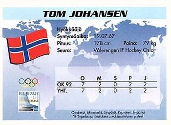 1994 Semic Jääkiekkokortit Keräilysarja (Finnish) #269 Tom Johansen Back