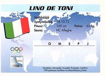 1994 Semic Jääkiekkokortit Keräilysarja (Finnish) #306 Lino De Toni Back