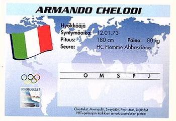 1994 Semic Jääkiekkokortit Keräilysarja (Finnish) #309 Armando Chelodi Back