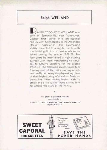 1934-35 Sweet Caporal #NNO Cooney Weiland Back