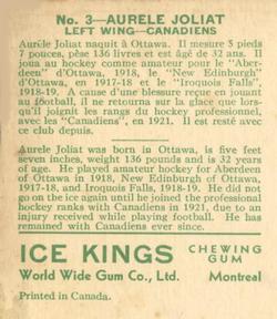 1933-34 World Wide Gum Ice Kings (V357) #3 Aurele Joliat Back