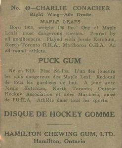 1933-34 Hamilton Gum (V288) #49 Charlie Conacher Back