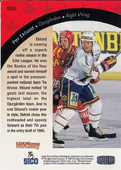 1995-96 Upper Deck Swedish Elite - Ticket to North America #NA5 Per Eklund Back