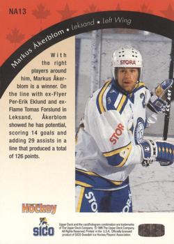 1995-96 Upper Deck Swedish Elite - Ticket to North America #NA13 Markus Akerblom Back
