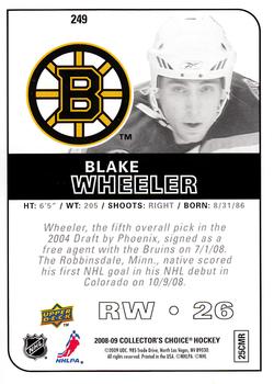 2008-09 Collector's Choice - Choice Reserve #249 Blake Wheeler Back