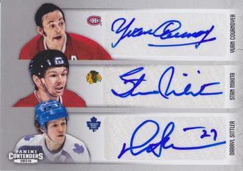 2013-14 Panini Contenders - Sixes Autographs #C6-OR6 Yvan Cournoyer / Stan Mikita / Darryl Sittler / Ray Bourque / Steve Yzerman / Mark Messier Front