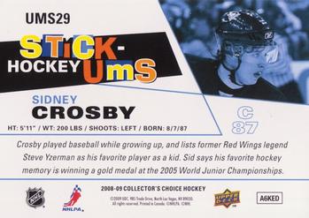2008-09 Collector's Choice - Stick-Ums #UMS29 Sidney Crosby Back