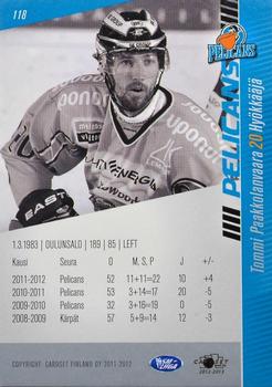 2012-13 Cardset Finland #118 Tommi Paakkolanvaara Back