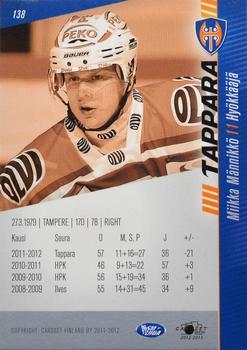 2012-13 Cardset Finland #138 Miikka Männikkö Back