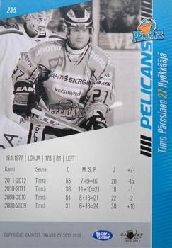 2012-13 Cardset Finland #285 Timo Pärssinen Back