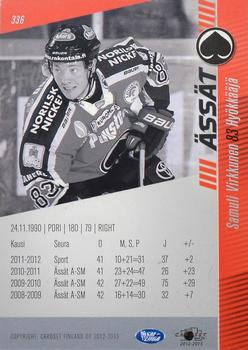 2012-13 Cardset Finland #336 Samuli Virkkunen Back