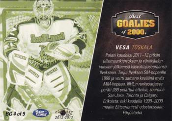 2012-13 Cardset Finland - Best Goalies of 2000's #BG 4 Vesa Toskala Back