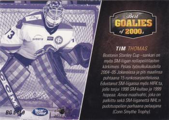 2012-13 Cardset Finland - Best Goalies of 2000's #BG 5 Tim Thomas Back