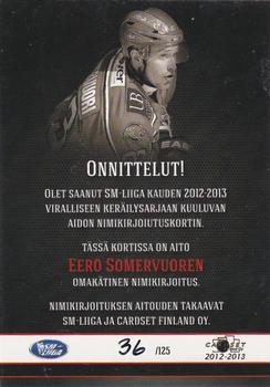 2012-13 Cardset Finland - Signature #NNO Eero Somervuori Back