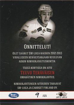 2012-13 Cardset Finland - Signature #NNO Teuvo Teräväinen Back