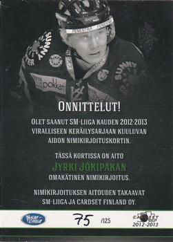 2012-13 Cardset Finland - Signature #NNO Jyrki Jokipakka Back