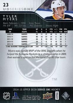 2014-15 Upper Deck #23 Tyler Myers Back